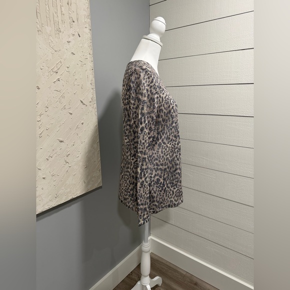 Chico's Animal Print Long Sleeve Top - Gray and Tan - Picture 2 of 6